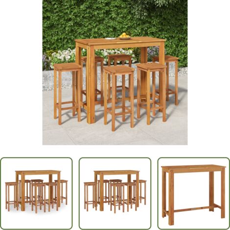 Bar in acacia -  Set da Bar da Giardino 7 pz in Legno Massello di Acacia
