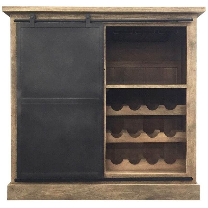 Made In Meubles - Meuble bar en bois de manguier brossé et métal Helsinki