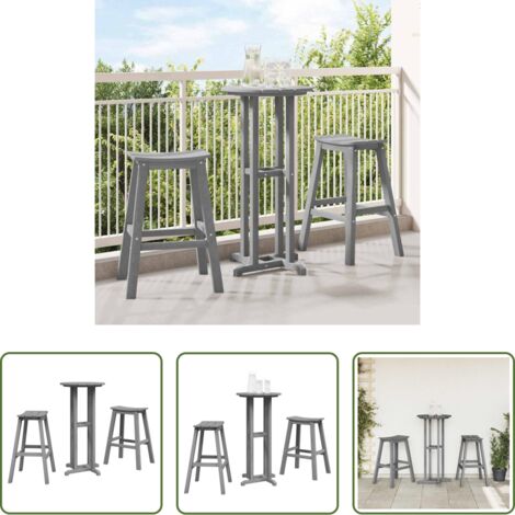 Bar moderno -  Juego de Bar en el Jardín 3 pcs Gris Claro HDPE