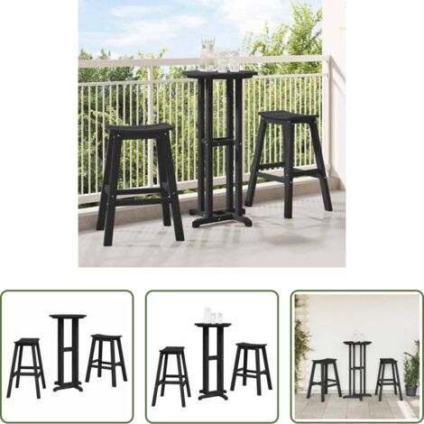 Bar moderno -  Juego de Bar en el Jardín 3 pcs Negro HDPE