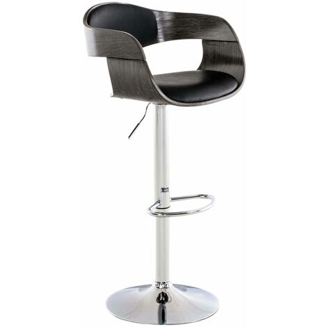 Bar pivotante tabouret de rétros en cuir écologique et bois réglable diverses couleurs Couleur : Noir et gris