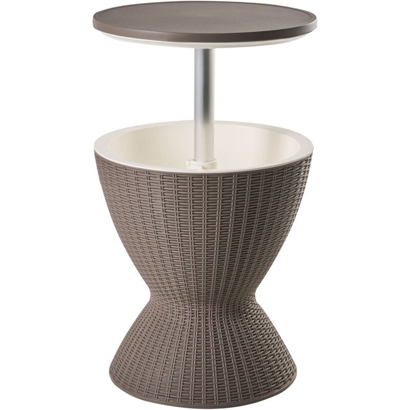 Bar Réfrigérant de Jardin Glacière Encastrable Table Ronde ⌀ 49 cm Marron AISA
