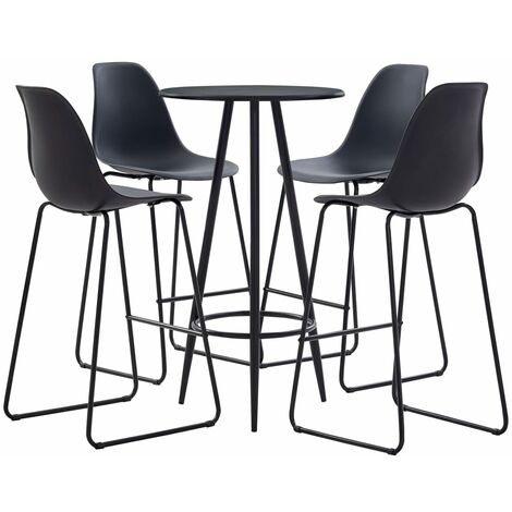Bar Set 5 Pz en plastique Plastique Table noire Rond avec chaises de style industriel Diverses couleurs