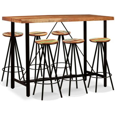 Bar Set 7 Pieces Solid Acacia and Reclaimed Wood vidaXL