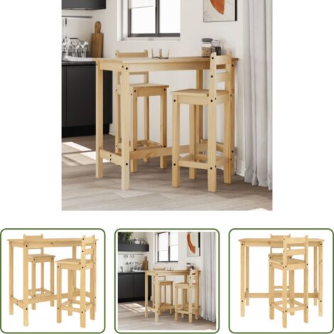 Bar -  Set de bar 3 piezas madera maciza de pino