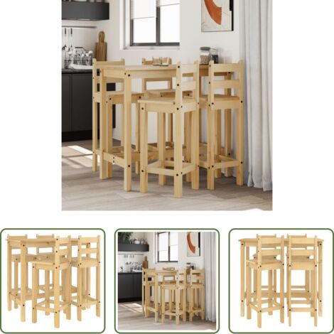 Bar -  Set de bar 5 piezas madera maciza de pino