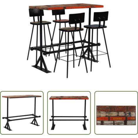 Bar -  Set de muebles de bar 5 pzas madera maciza reciclada multicolor