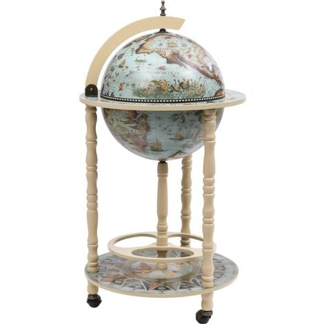 Bar sous forme de globe Bois d'eucalyptus Bleu vidaXL