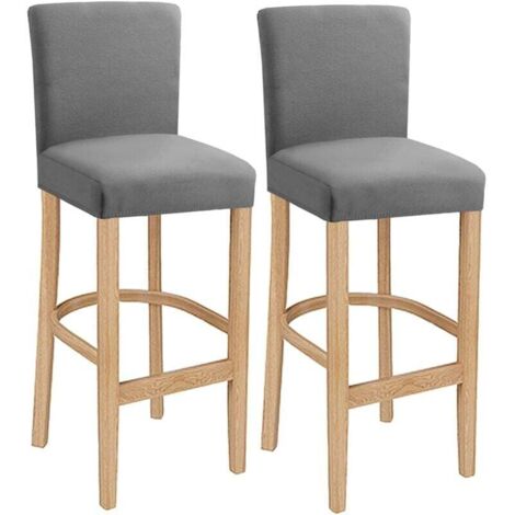 Bar Stool Covers, Washable, Stretchable and Removable Chair Covers for Short Swivel Dining Chairs, Backless Bar Stools (Light Grey, 2 Pcs)
