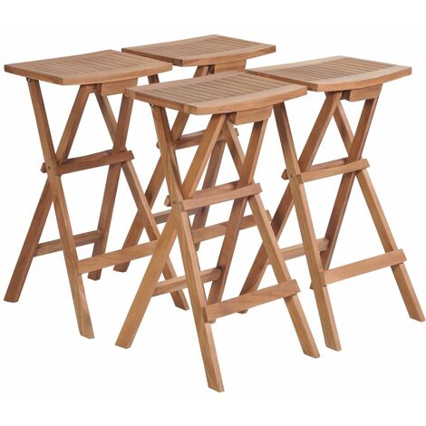 Bar Stool Set of 4 Brown Solid teak wood Standard Foldable vidaXL