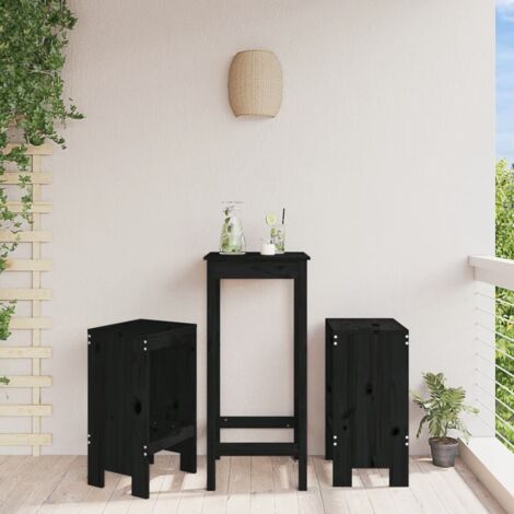 Bar Stools 2 pcs Black 40x36x75 cm Solid Wood Pine vidaXL