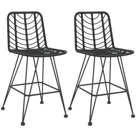Bar Stools 2 pcs Black 45x56x103.5 cm PE Rattan and Steel vidaXL
