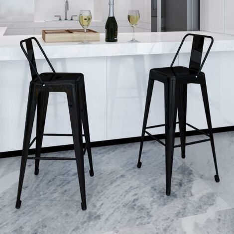Bar Stools 2 pcs Black Steel vidaXL