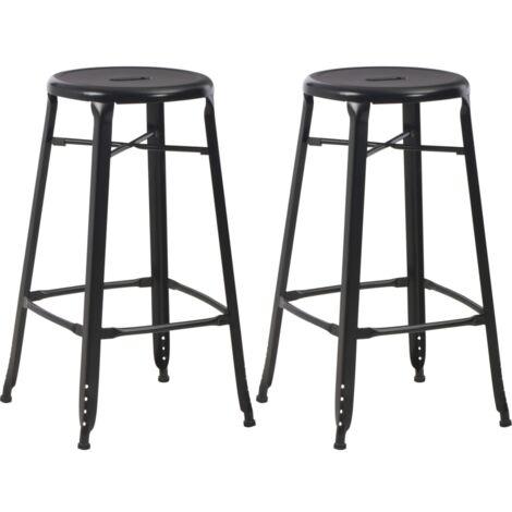 Bar Stools 2 pcs Black Steel vidaXL