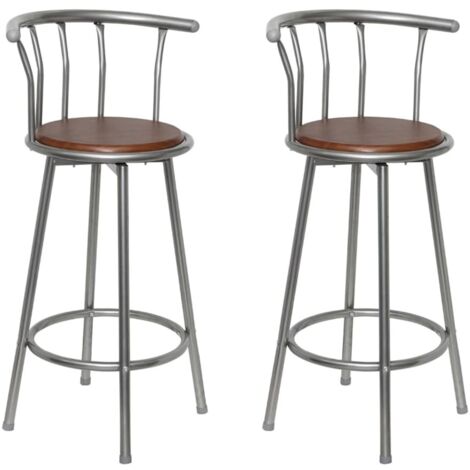 Bar Stools 2 pcs Brown Steel vidaXL