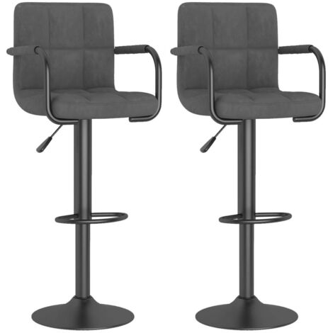 Bar Stools 2 pcs Dark Grey Velvet vidaXL