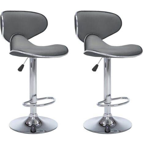 Bar Stools 2 pcs Grey Faux Leather vidaXL