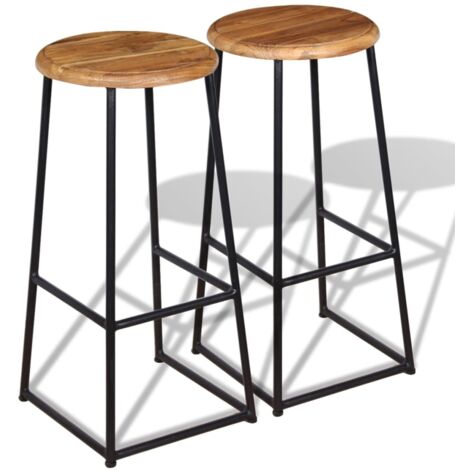 Bar Stools 2 pcs Solid Teak Wood vidaXL