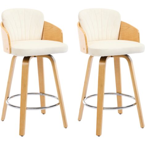 Bar Stools 2Pcs in Velvet Upholstered Swivel Kitchen Counter Chairs with Footrest for Home Pub Restaurant, Beige, Chairus