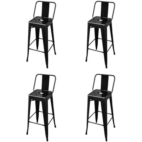 Bar Stools 4 pcs Black Steel vidaXL