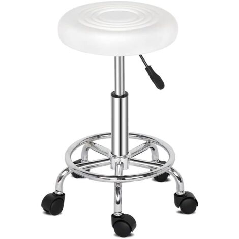 Bar Stools, Adjustable Swivel Metal Bar Chairs for Home and Kitchen (White)