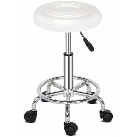Bar stools, adjustable swivel metal bar chairs for home and kitchen (White)