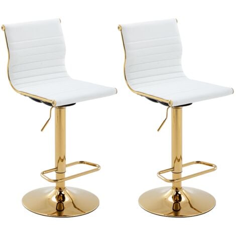 WAHSON OFFICE CHAIRS Bar Stools Set of 2 in PU Leather Breakfast Counter Chairs Adjustable Swivel Bar Chairs with High Backrest for Kitchen Home Bar, White, Wahson