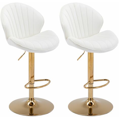Bar Stools Set of 2 in Velvet Modern Counter Chairs Height Adjustable with Shell-Shaped Backrest for Home Bar Restaurant, Beige, Wahson
