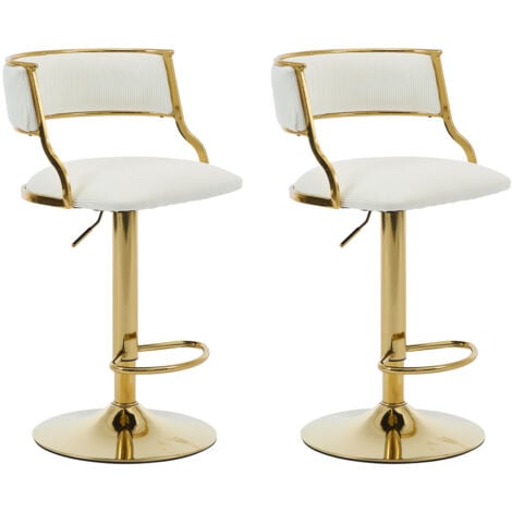 WAHSON OFFICE CHAIRS Bar Stools Set of 2 in Velvet Padded Counter Chairs with Curved Chic Hollow Backrest Stools for Kitchen Home Pub Restaurant, Beige, Wahson