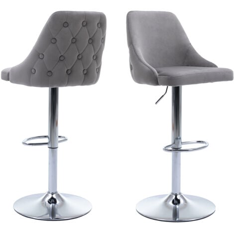 WAHSON OFFICE CHAIRS Bar Stools Set of 2 in Velvet Upholstered Bar Chairs Height Adjustable Swivel Counter Chairs with Backrest for Home Bar Kitchen, Blue, Wahson