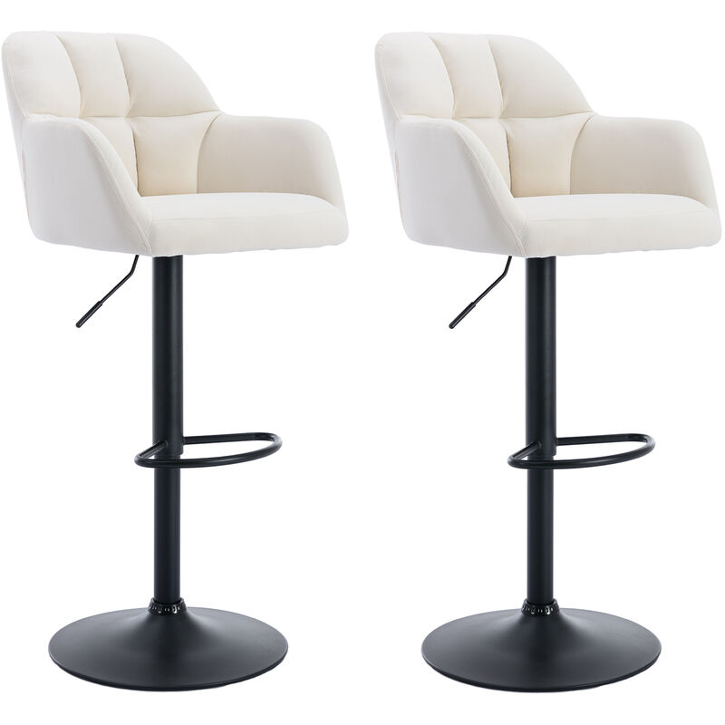 Breakfast Bar Stools Set of 2 Bar Chairs for Kitchen Counter Height Adjustable, Velvet, Beige