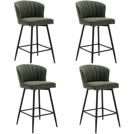 WAHSON OFFICE CHAIRS Bar Stools Set of 2 in Velvet Modern Counter Chairs with Shell Designed Backrest for Home Bar Restaurant, Black, Wahson