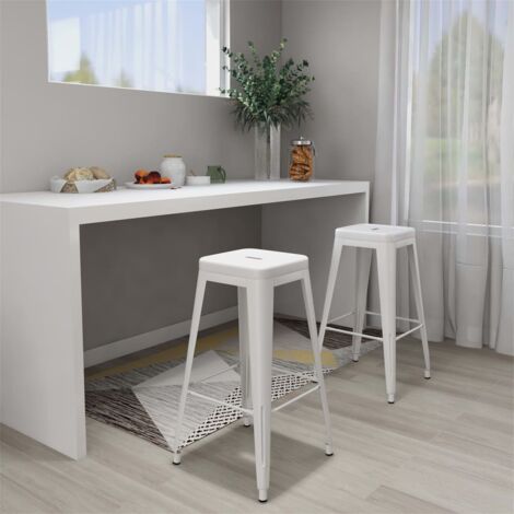 Bar Stools Stackable 2 pcs White Metal vidaXL