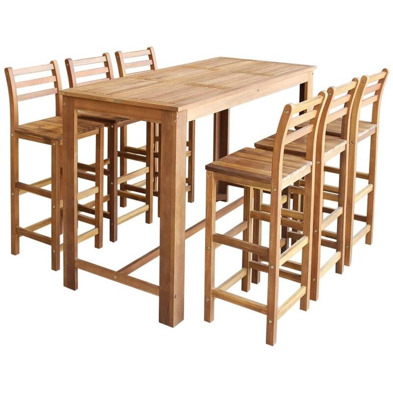 Bar Table and Chair Set 7 Pieces Solid Acacia Wood vidaXL