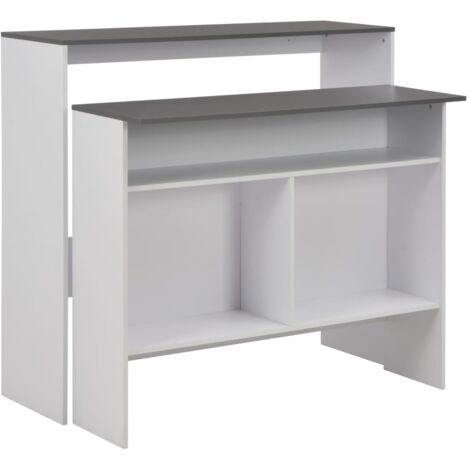 Bar Table with 2 Table Tops White and Grey 130x40x120 cm vidaXL