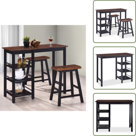 Bar - vidaXL Set da Bar 3 pz in MDF Nero - Tavolo in MDF
