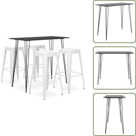 Bar - vidaXL Set da Bar 5 pz Nero e Bianco - Bar moderno