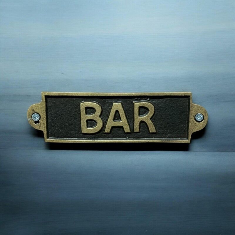 Minster "Bar" - Wall Sign - Metal - L1 x W15 x H6 cm - Black