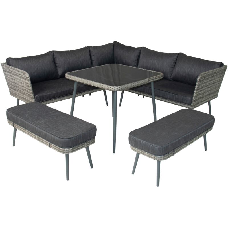 Concept-usine - baracoa - salon de jardin 9 places résine tressée anthracite