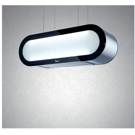 Baraldi 01ALXIS090ST80 Alexa Cappa Sospesa Vetroinox Comandi Radiocomando Classe energetica A 4 Velocita' Portata 900 m3/h 90 cm Inox/Nero