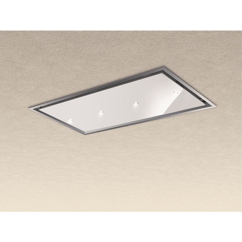 Baraldi - Cappa a soffitto da incasso gea flat inox/glass 120x60 cm. 800 m3/h - bianco