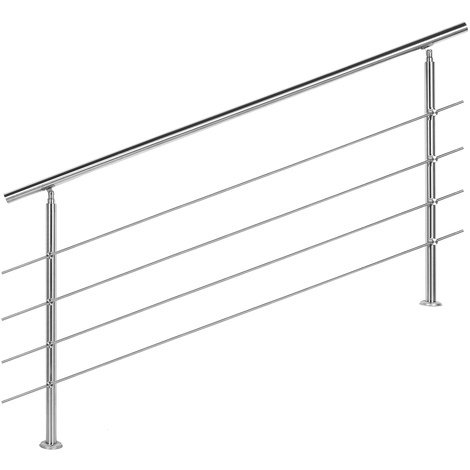 XPOTOOL Barandilla acero inox 4 varillas 180cm Pasamanos escalera Parapeto