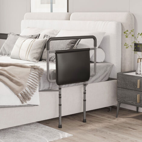 Barandilla de Cama Adulto Asidero para la Cama con Altura Ajustable Bolsillo de Almacenamiento 71x61x86-104 cm Gris