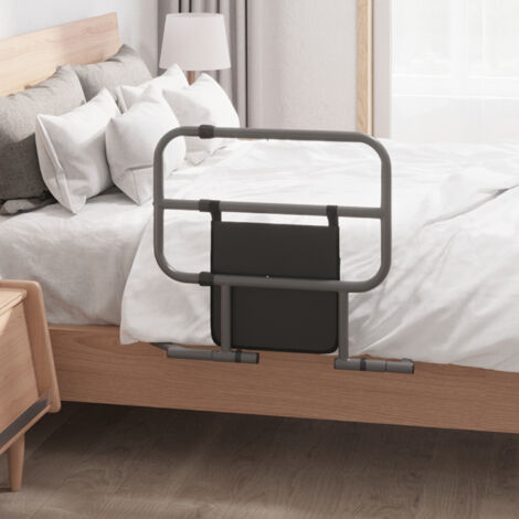 Barandilla de Cama Adulto Asidero para la Cama Plegable con Bolsillo de Almacenamiento 61x66x55 cm Gris
