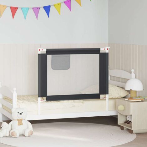 Barandilla de seguridad cama de niño gris oscuro tela 100x25 cm