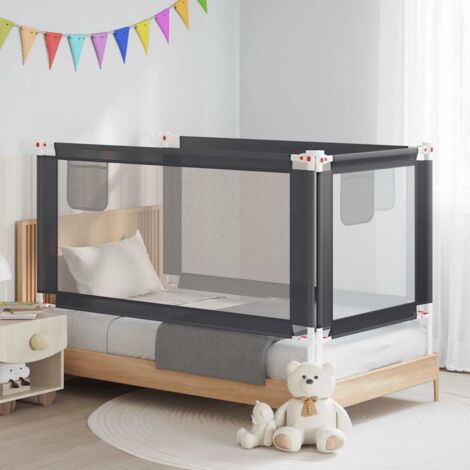 Barandilla de seguridad cama de niño gris oscuro tela 160x25 cm
