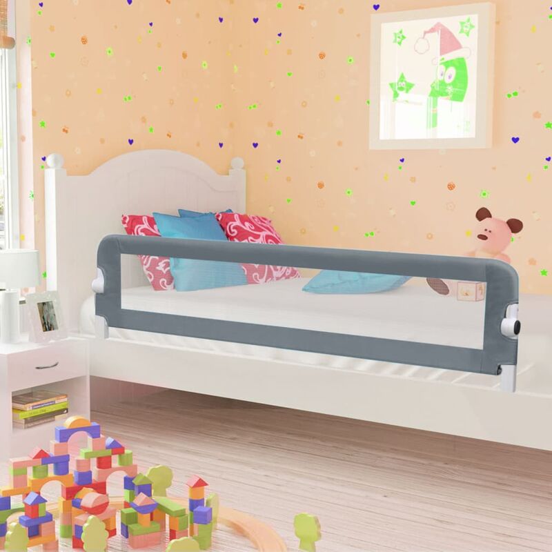 

Barandilla de seguridad cama de niño poliéster gris 180x42 cm