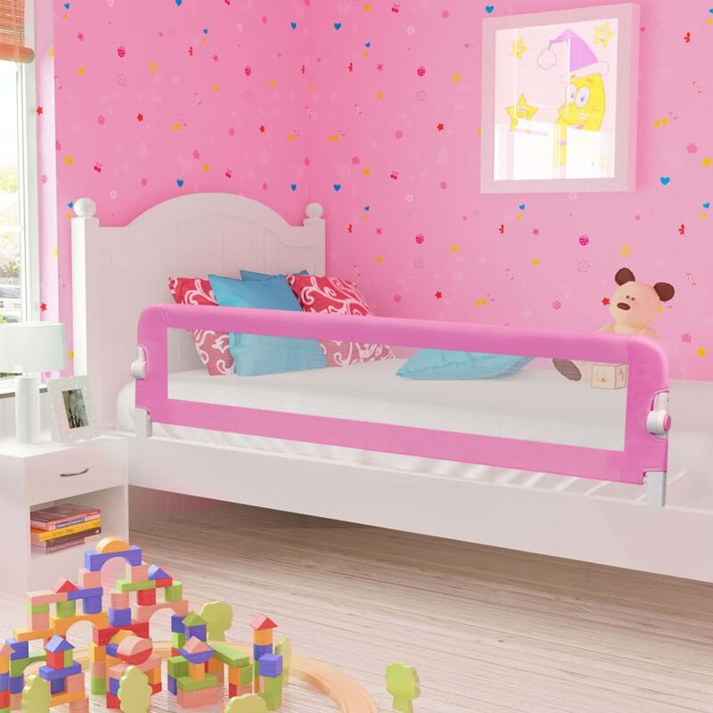 

Barandilla de seguridad cama de nino poliester rosa 180x42 cm