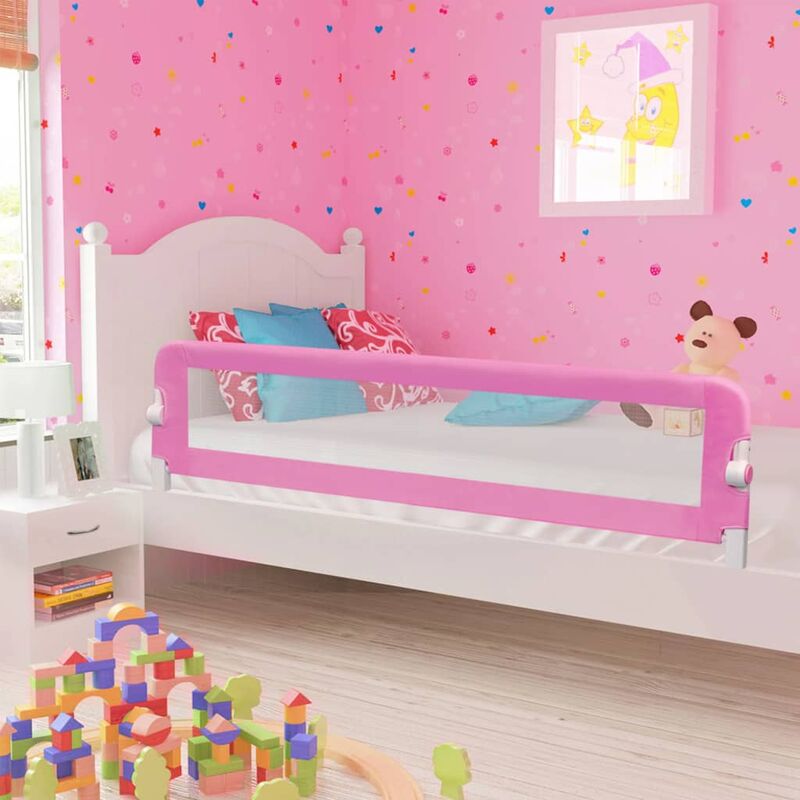

Barandilla de seguridad cama de niño poliéster rosa 180x42 cm