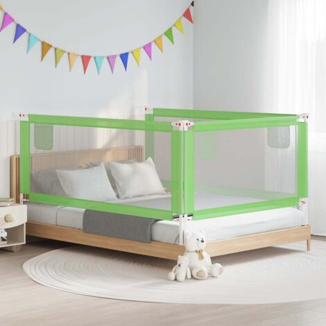 Barandilla de seguridad cama de niño verde tela 200x25 cm